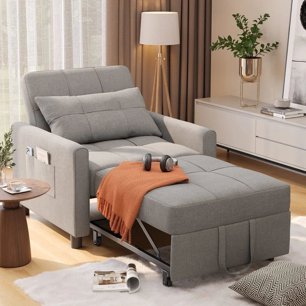 Convertible Sleeper Chair. Aiho 3 - in - 1 Convertible Sofa Bed Recliner Chair with Pull Out Couch - Dark Gray