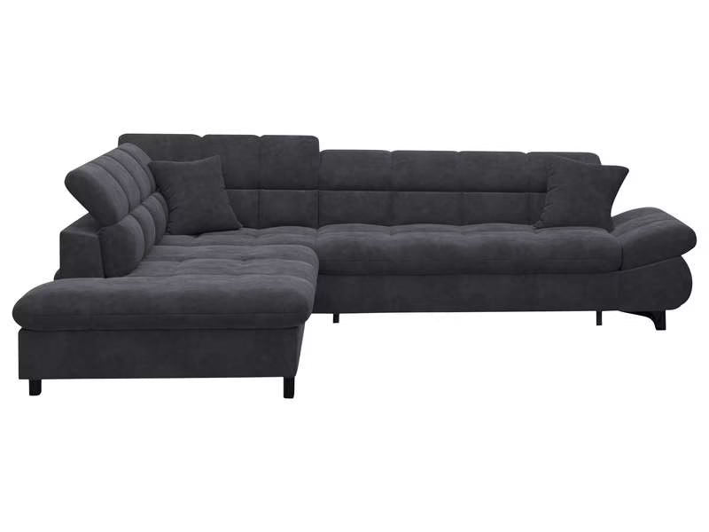 Canapé d'angle gauche/droite convertible TWIN 4 pl Tissu gris