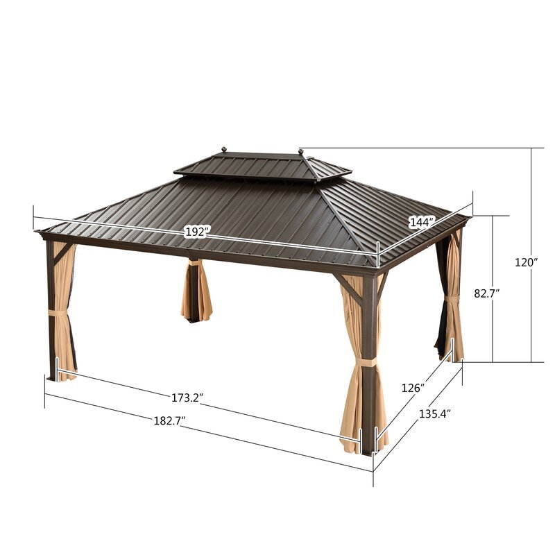 16 Ft. W x 12 FT. D Aluminum Patio Gazebo