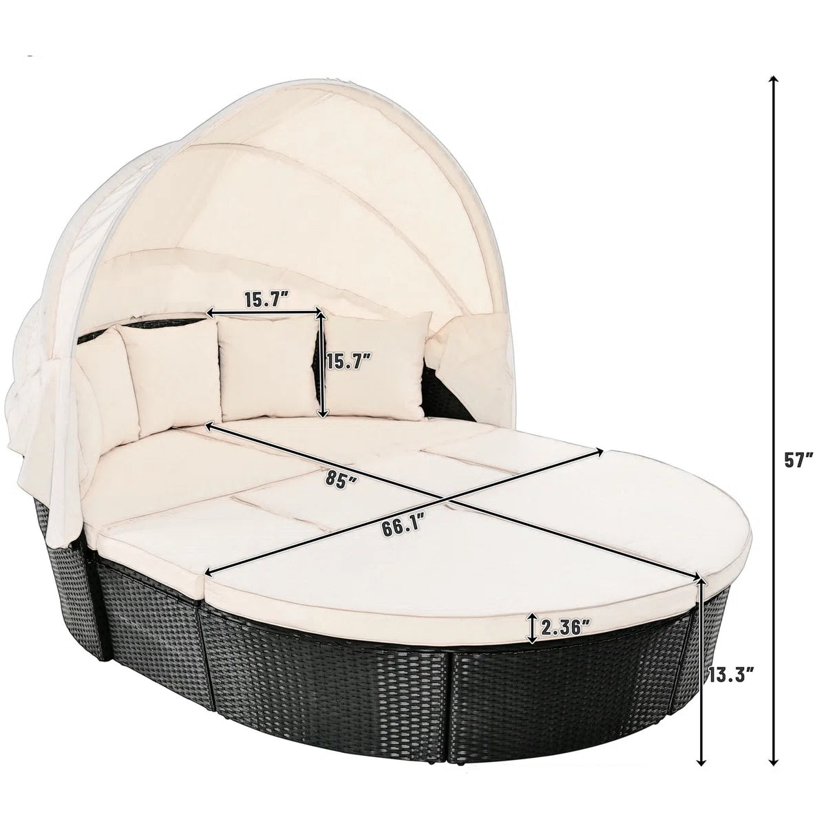 Joscelin 66.1'' Polyethylene (PE) Wicker Outdoor Patio Daybed