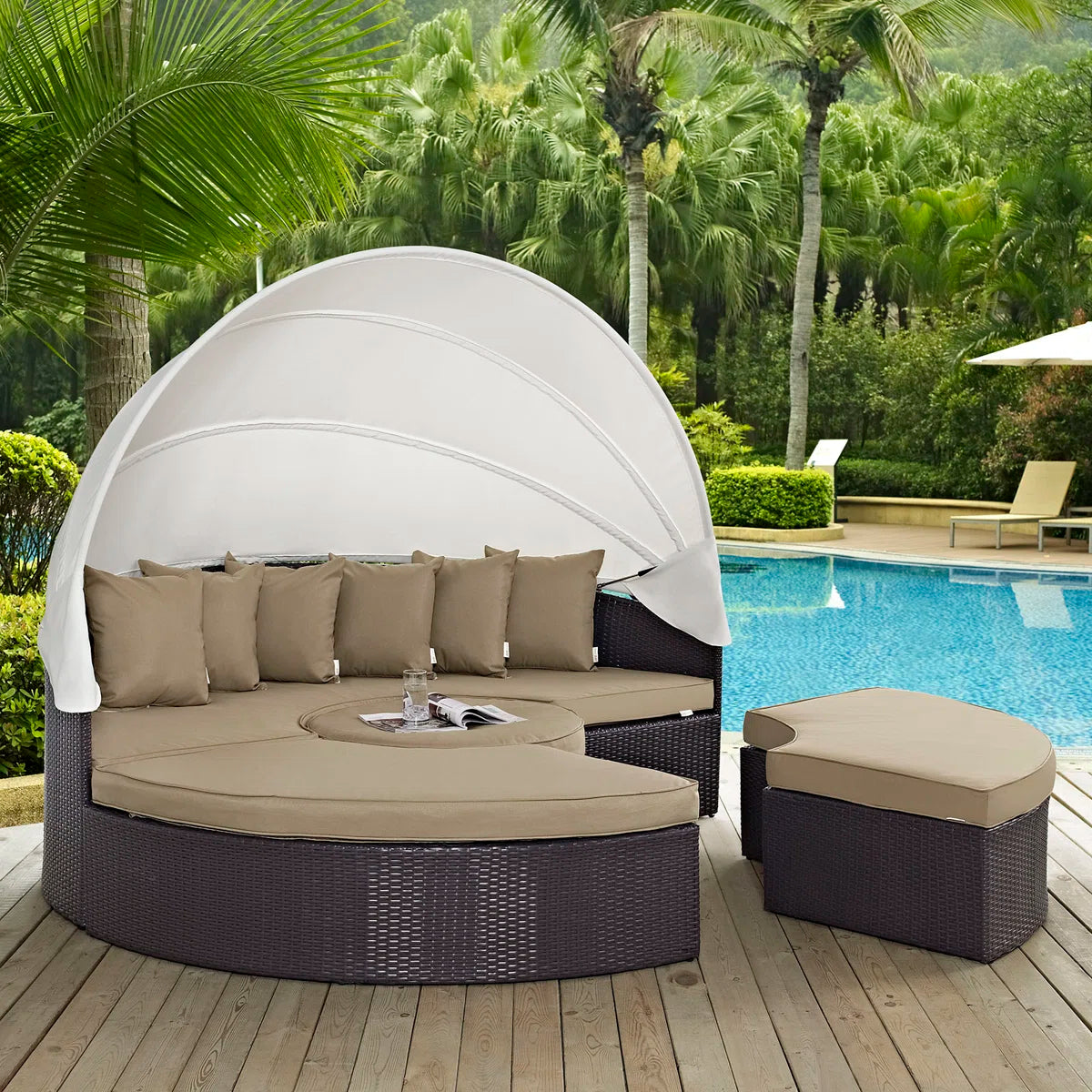 Quest Wicker Rattan Outdoor Patio Canopy Sectional Daybed