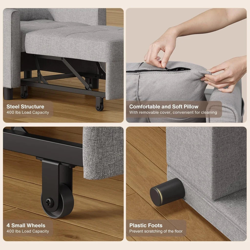 Convertible Sleeper Chair. Aiho 3 - in - 1 Convertible Sofa Bed Recliner Chair with Pull Out Couch - Dark Gray