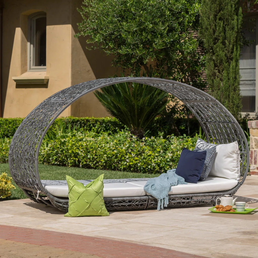 Lavina 91.26'' Aluminium.Wicker Outdoor Patio Daybed