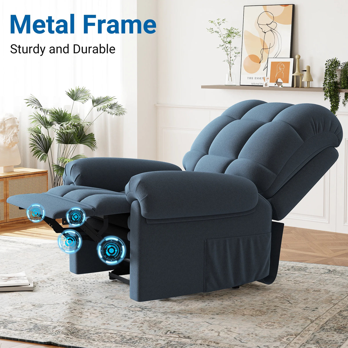 Power Recliner Chair. Electric Recline Sofa Chair for Adults with USB Port. Comfy Teddy Fleece Adjustable Cloud Sofa. Tool - Free Setup. Beige White