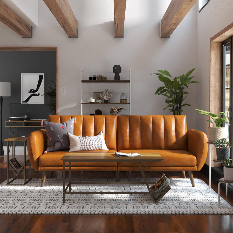 Brittany 81.5'' Vegan Leather Convertible Sofa