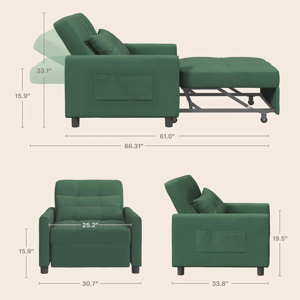 Convertible Sleeper Chair. Aiho 3 - in - 1 Convertible Sofa Bed Recliner Chair with Pull Out Couch - Dark Gray