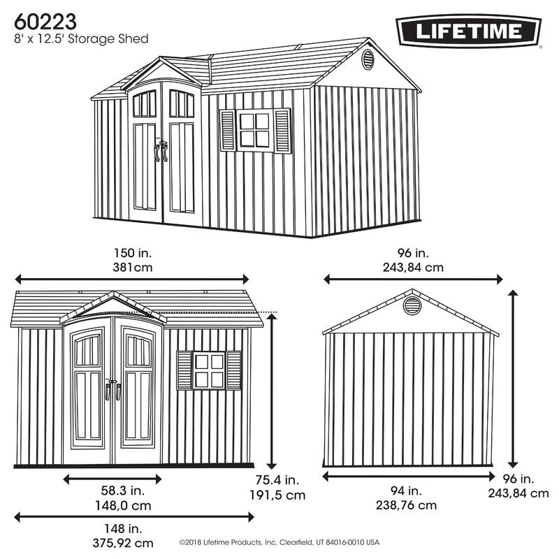 12.5 ft. W 8 ft. D Plastic Storage Shed