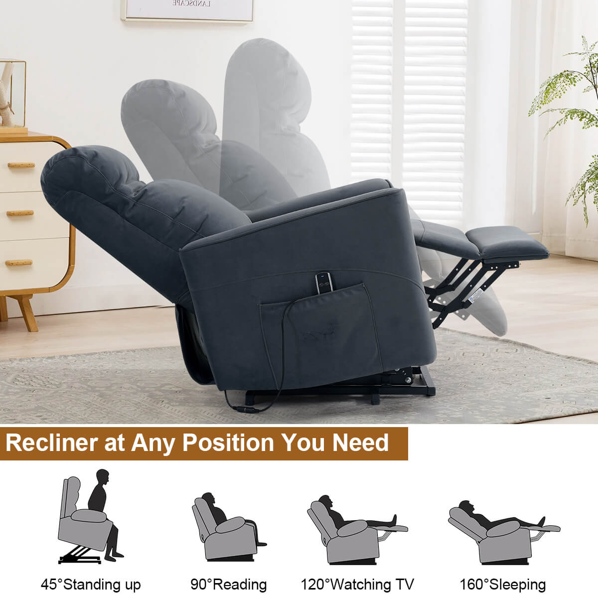 Power Lift Chair with Kneading Massage. Fabric