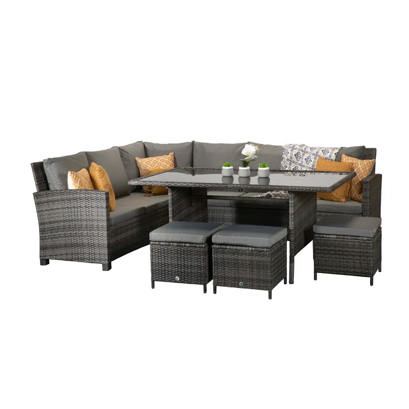 Camila Wicker 9 - Person Garden Lounge Set with Cushions