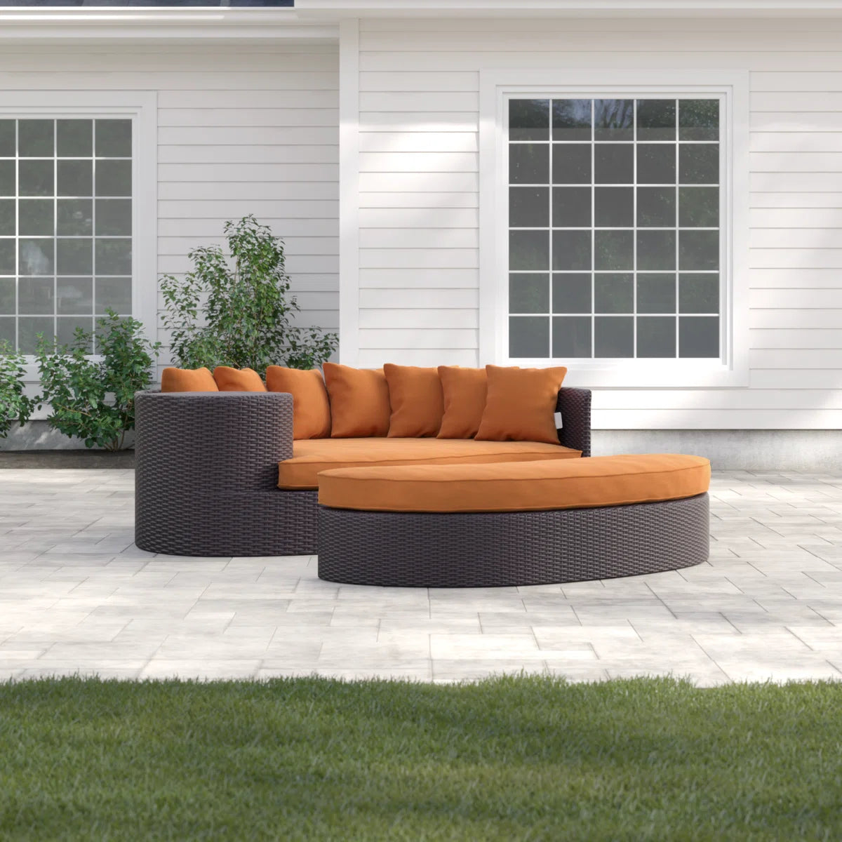 Zehra 79 Wide Outdoor Wicker Patio Daybed with Cushions