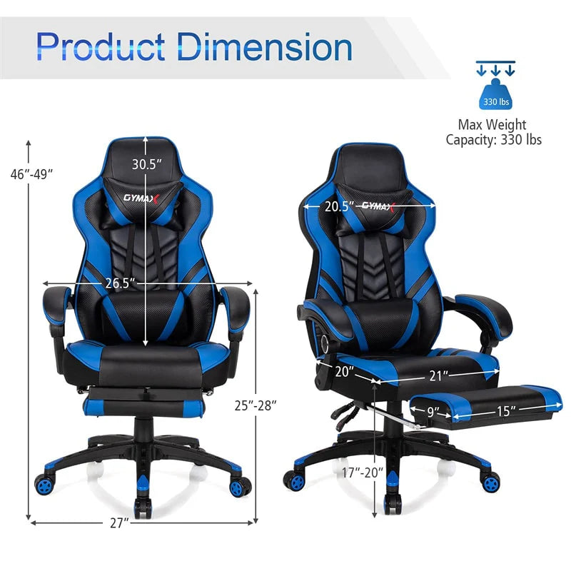 Ergonomic Gaming Chair Recliner with Footrest. Linkage Armrests & Lumbar Support. Big Wide High Back Swivel Video Gaming Office Computer Chair