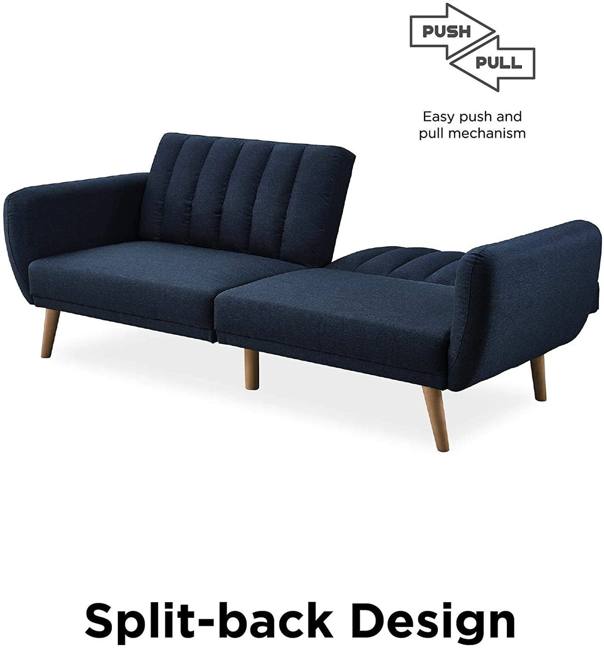 Novogratz Brittany Sofa Futon - Navy Linen