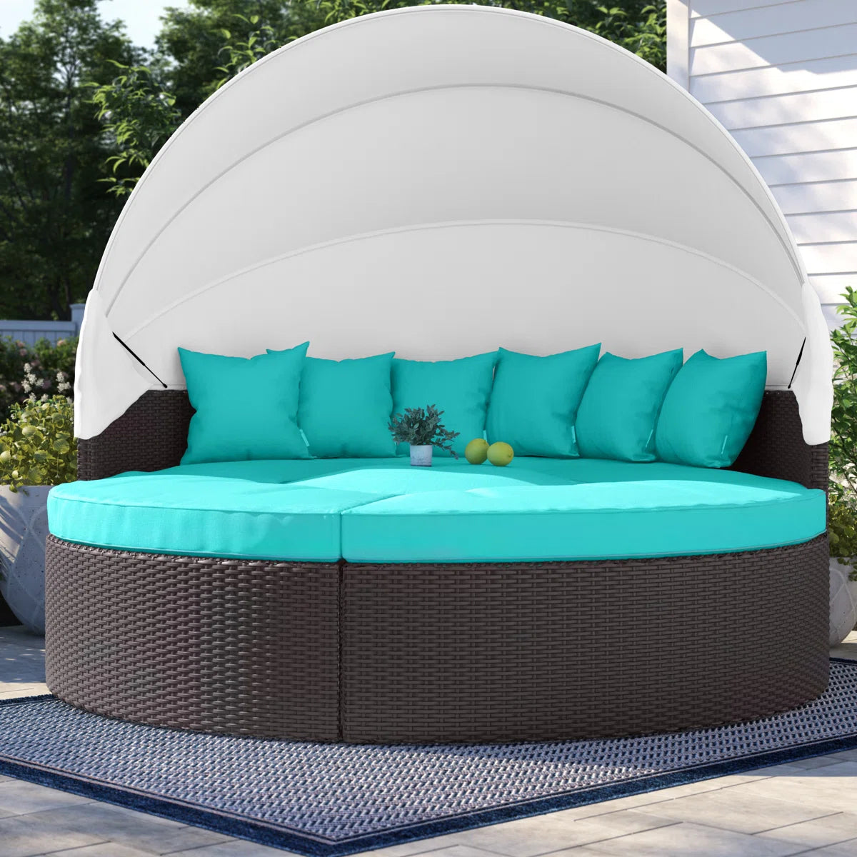 Quest Wicker Rattan Outdoor Patio Canopy Sectional Daybed