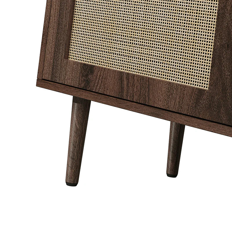 Posey 56 Wide Wood and Rattan Kacie Modern Sideboard