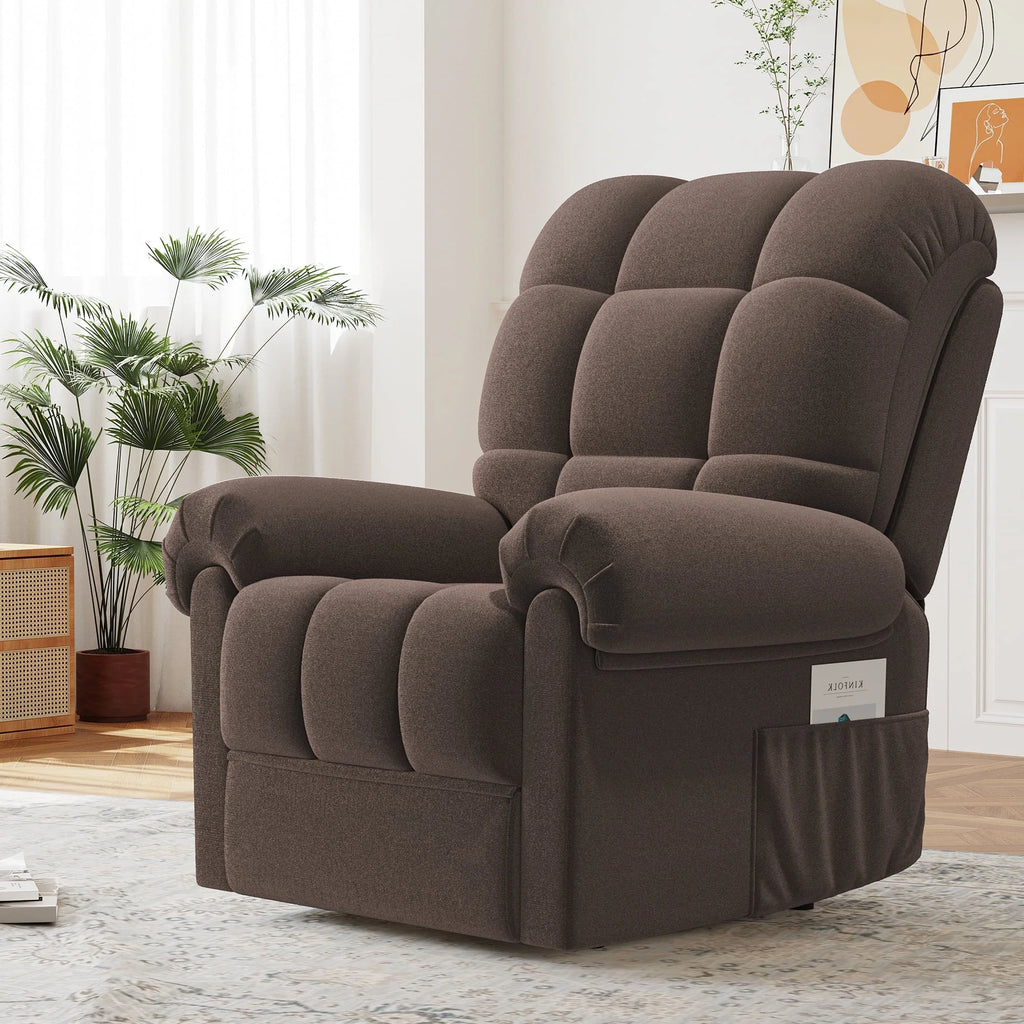 Power Recliner Chair. Electric Recline Sofa Chair for Adults with USB Port. Comfy Teddy Fleece Adjustable Cloud Sofa. Tool - Free Setup. Beige White