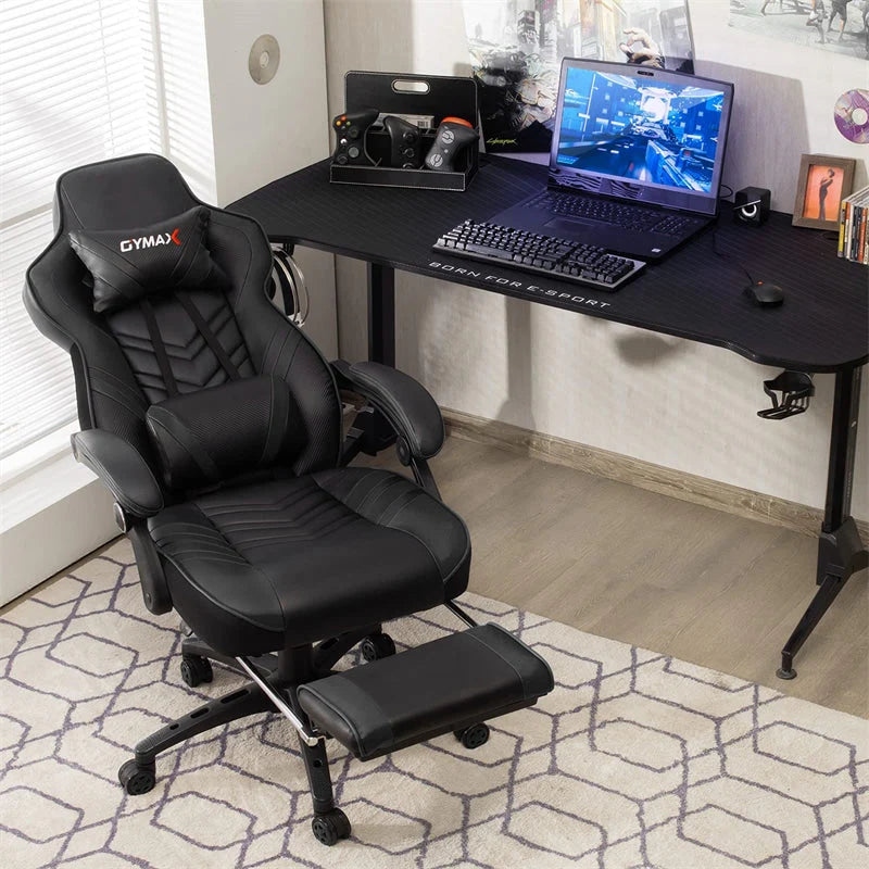 Ergonomic Gaming Chair Recliner with Footrest. Linkage Armrests & Lumbar Support. Big Wide High Back Swivel Video Gaming Office Computer Chair