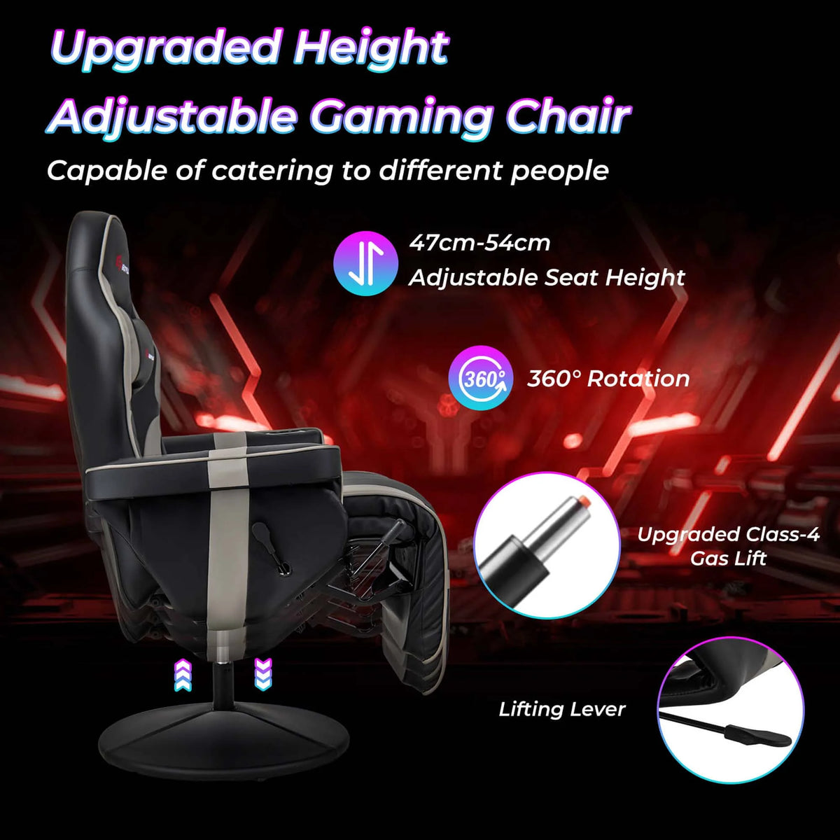 Goplus Massage Gaming Recliner Height Adjustable Racing Swivel Chair with Cup Holder Red