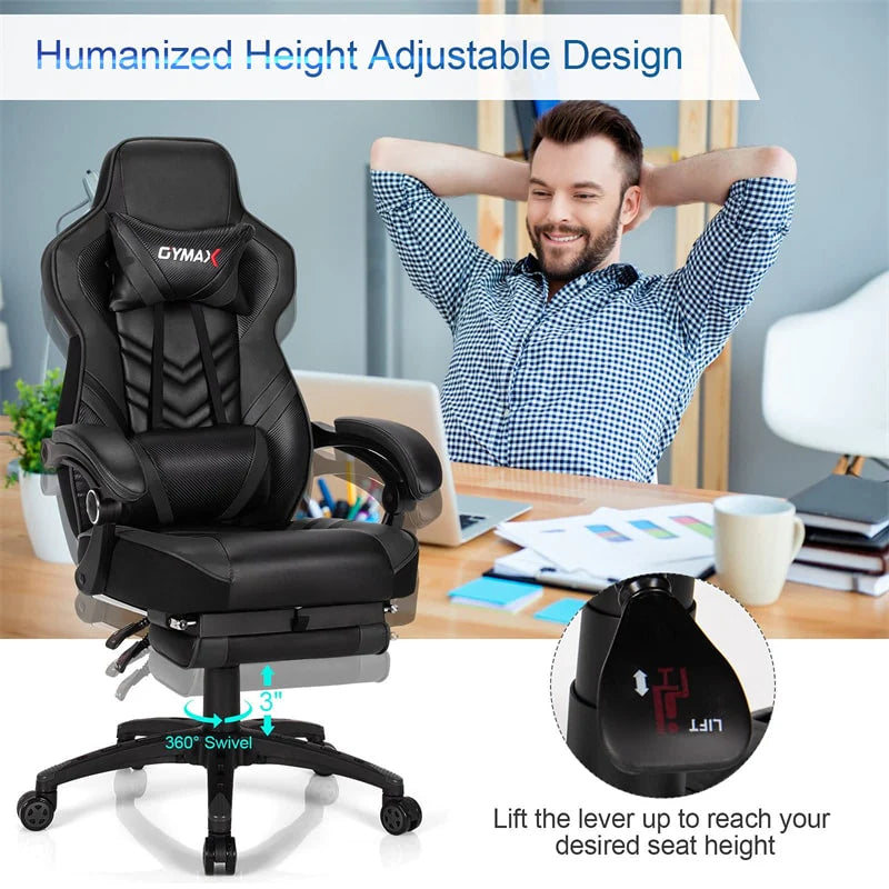 Ergonomic Gaming Chair Recliner with Footrest. Linkage Armrests & Lumbar Support. Big Wide High Back Swivel Video Gaming Office Computer Chair
