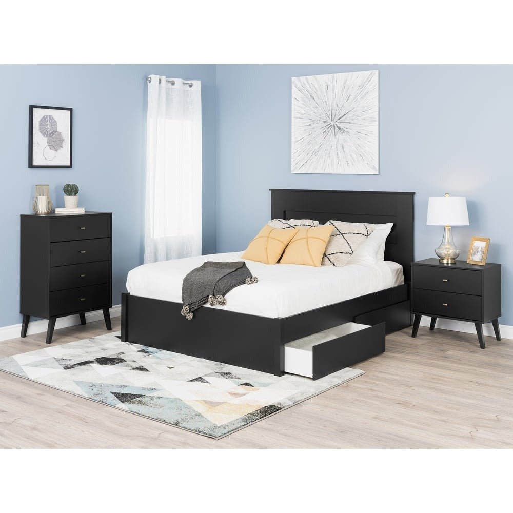 Prepac Milo Mid-Century Modern 4 Drawer Chest of Drawers. Contemporary Bedroom Furniture. Small Dresser for Bedroom