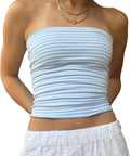 Women Y2k Tube Top Floral Print Bandeau Top Strapless Summer Slim Fit Crop Top