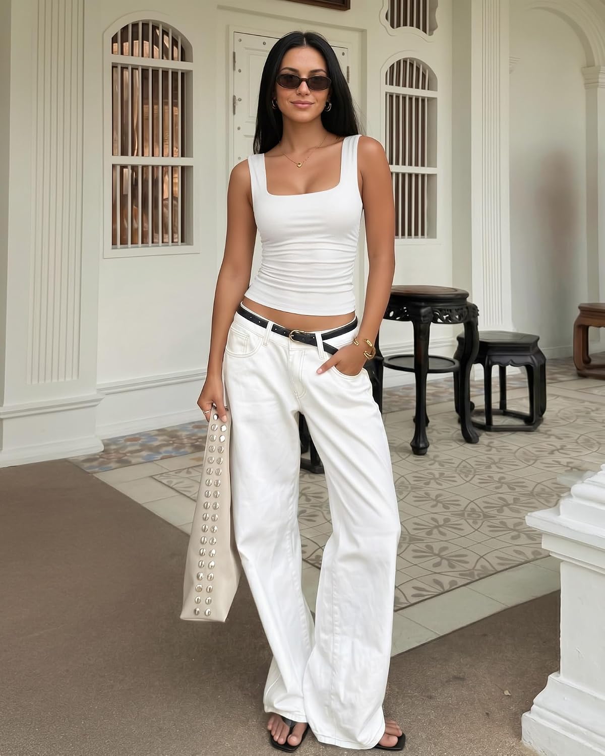 Women Sleeveless Square Neck Shirts | Soft. Comfy. Crop. Cami. Slim fit. Flattering. High Elasticity Material