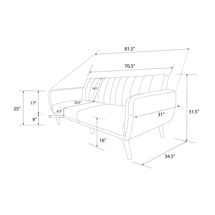 Brittany 81.5'' Vegan Leather Convertible Sofa