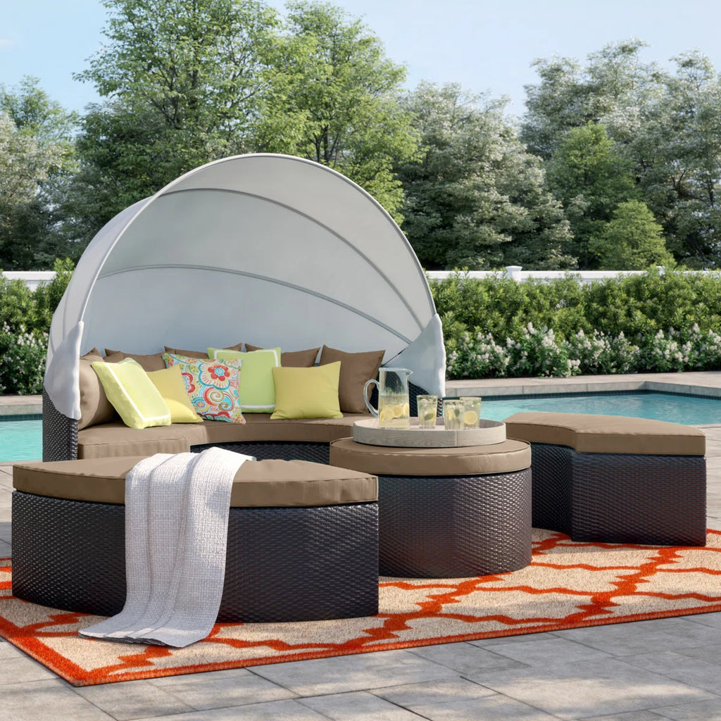 Quest Wicker Rattan Outdoor Patio Canopy Sectional Daybed