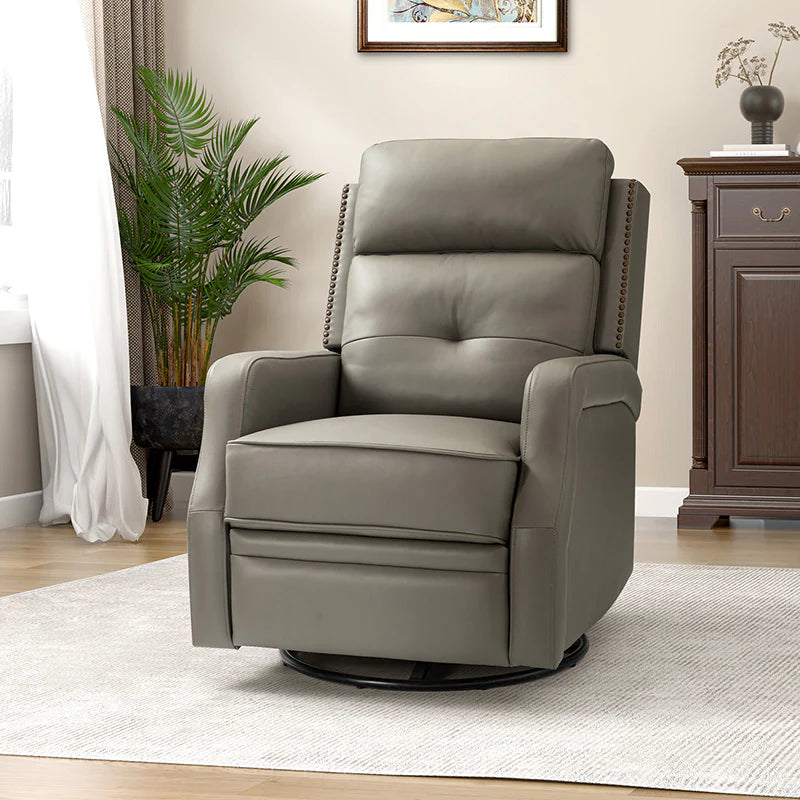 Benito 28.74 Wide Genuine Leather Swivel Rocker Recliner