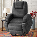 Lacoo Power Lift Electric Massage Recliner Chair Oversized Single Sofa with Cup Holder for Elderly. Black