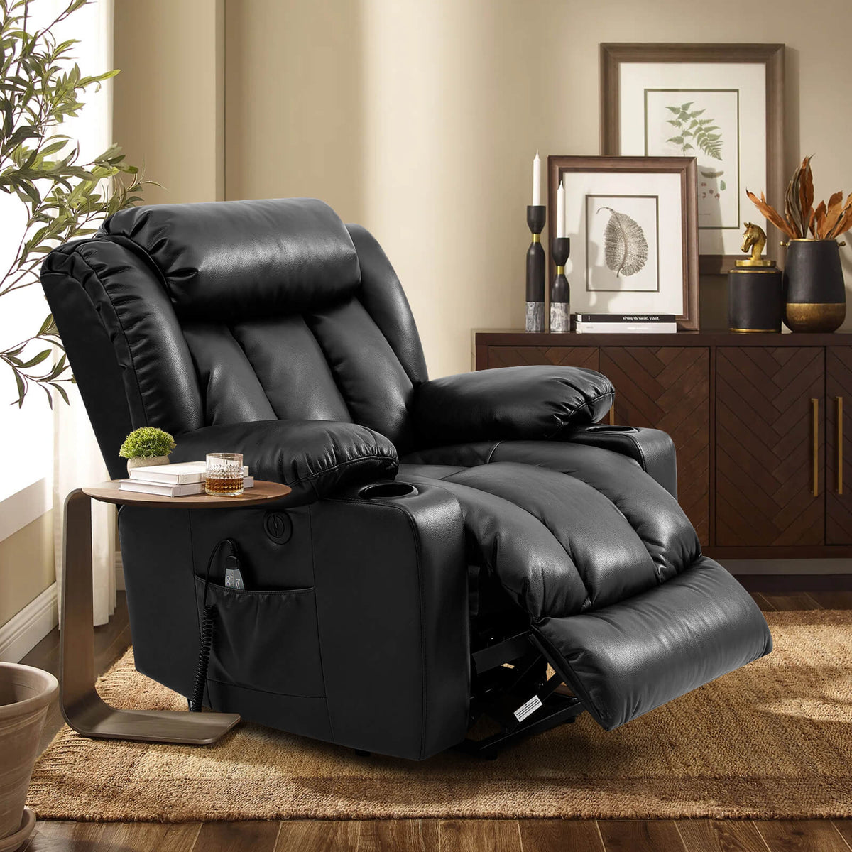 💥Clearance Sale🔥 Mcombo Electric lift Recliner sofa with massage and heating functions. 3 positions. 2 side pockets and cup holders. USB ports!