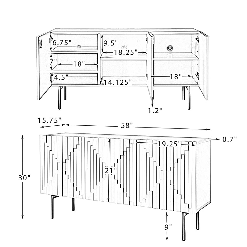 Sonia 58 Wide Sideboard