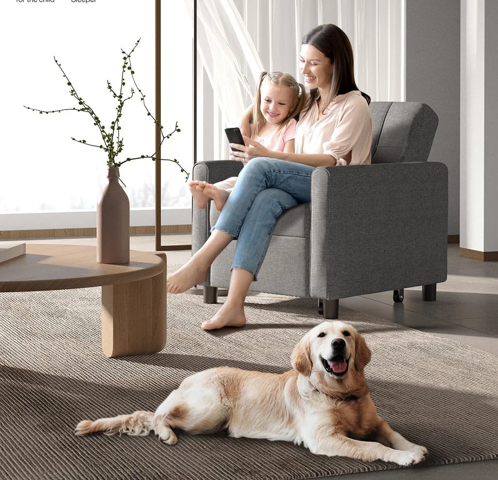 Convertible Sleeper Chair. Aiho 3 - in - 1 Convertible Sofa Bed Recliner Chair with Pull Out Couch - Dark Gray