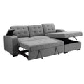 Benjara 120 Inch Sleeper Sectional Sofa Bed with Storage. Modern Tufted Gray Fabric