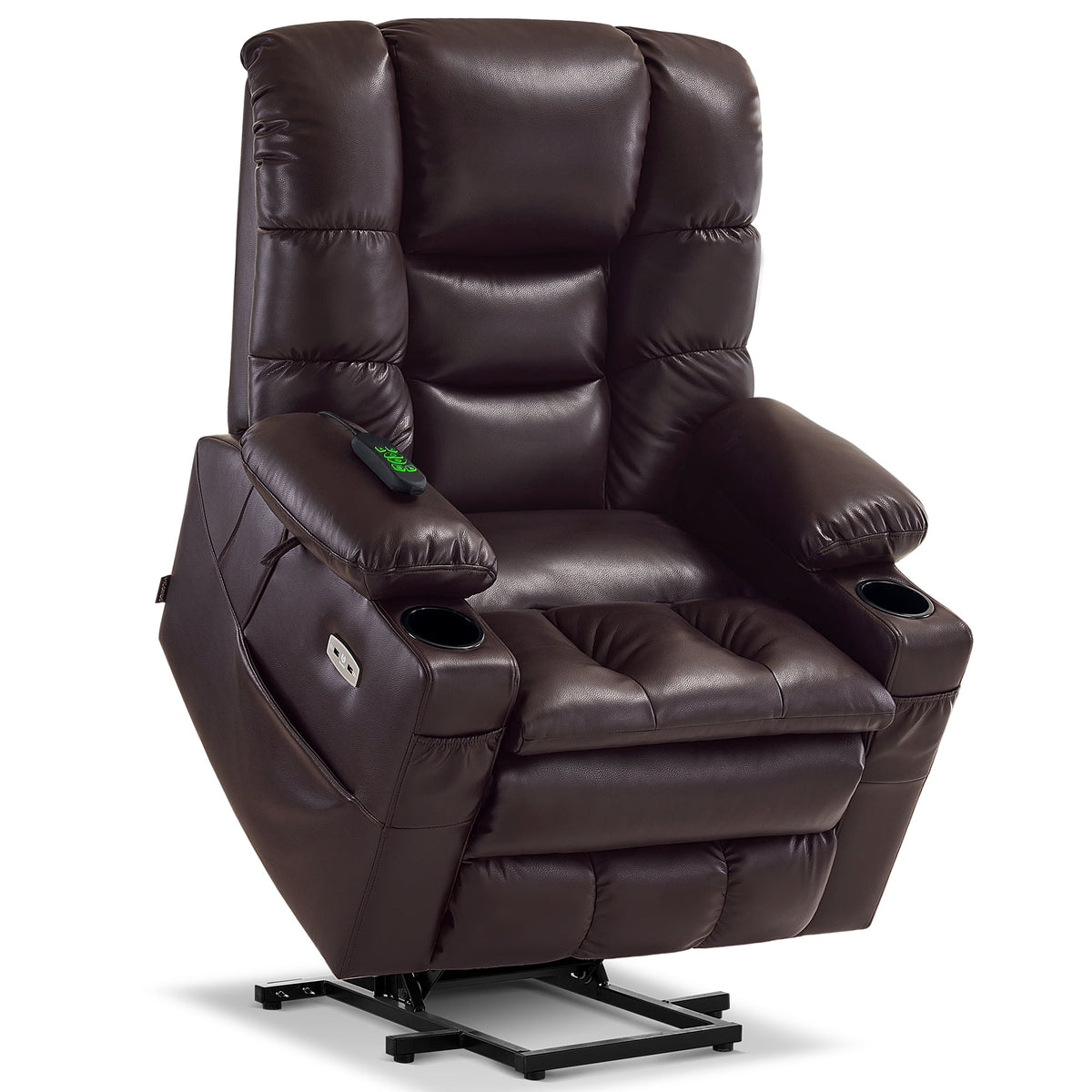 Mcombo Triple Motor Power Lift Recliner for Elderly. Sleep Recliner Sofa with Adjustable Headrest. Faux Leather. Dark Brown