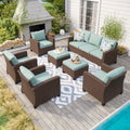 Wicker 9 - Person Garden Lounge Set with Cushions