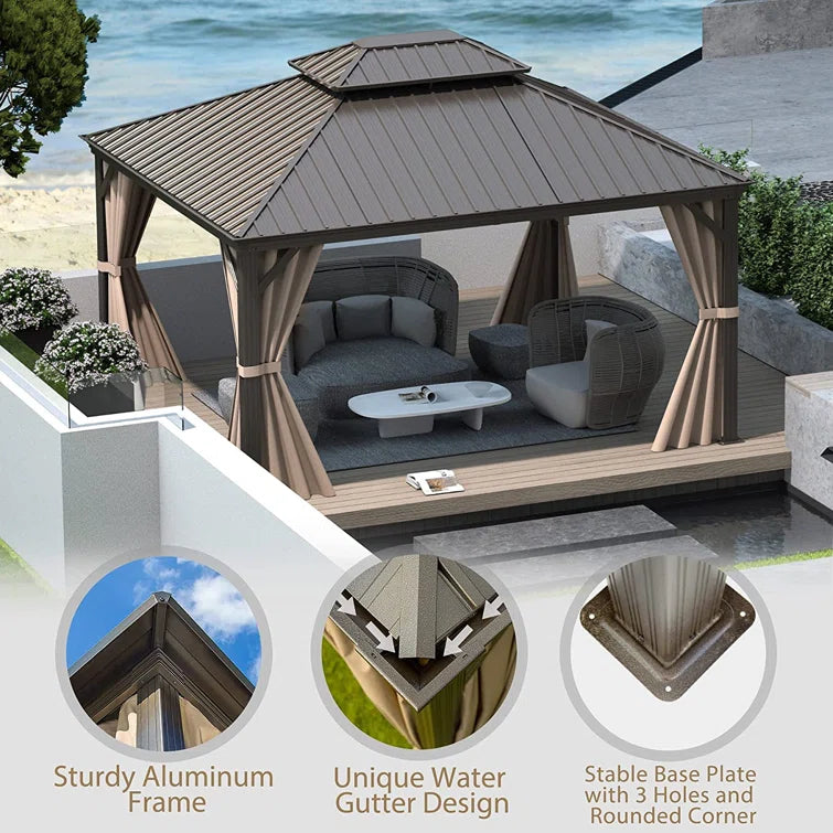 Calaro 12 Ft. W x 10 Ft. D Galvanized Steel Patio Gazebo