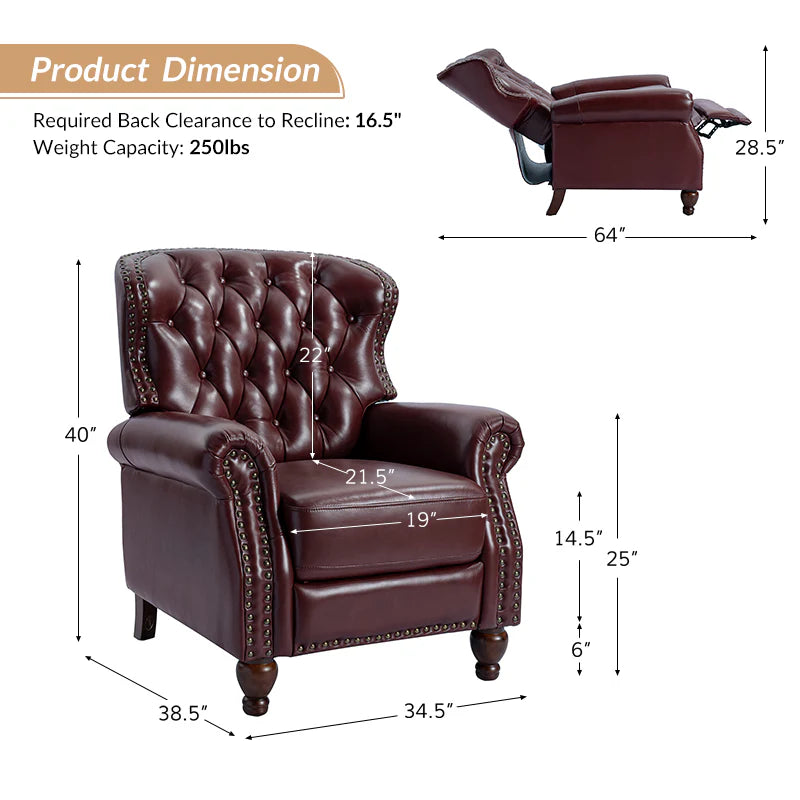 Gabrielle Genuine Leather Oversized Recliner