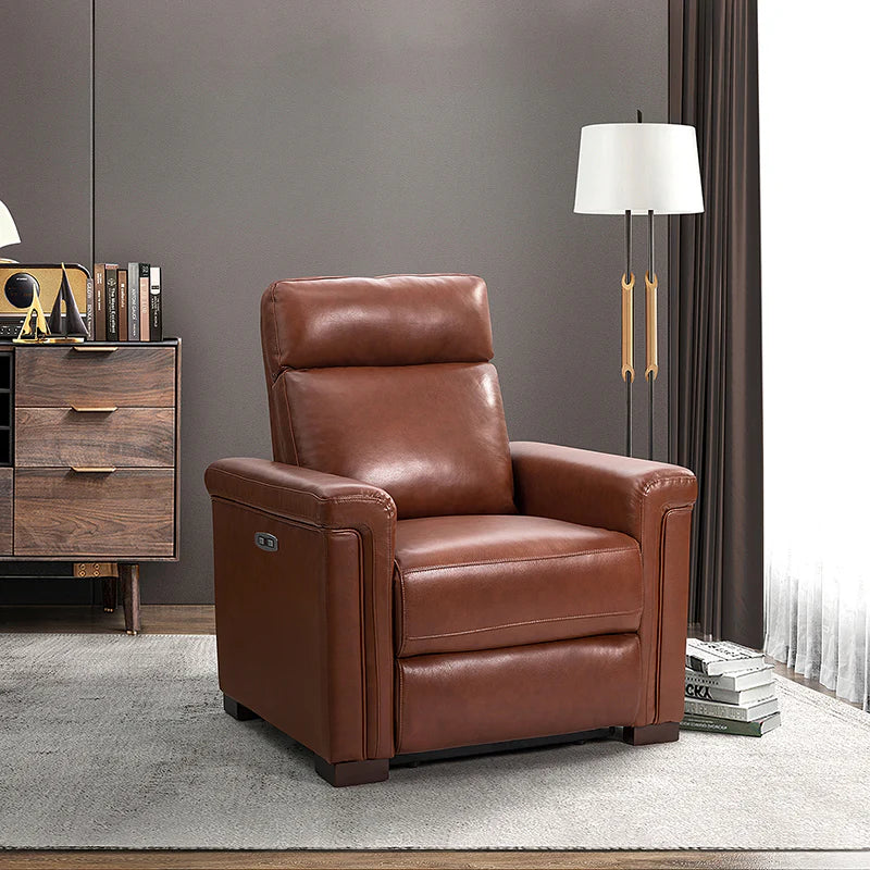 Lea 36.02 Wide Genuine Leather Power Recliner