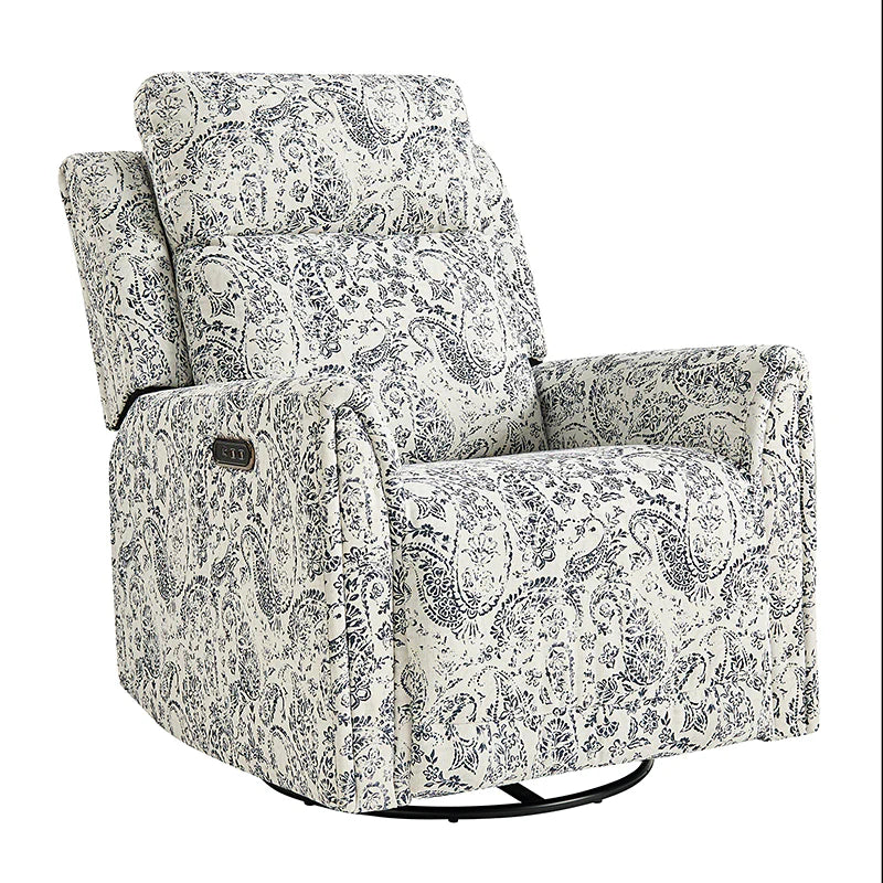 Alois Large Floral Swivel And Rocker Power Recliner With Adjustable Headrest