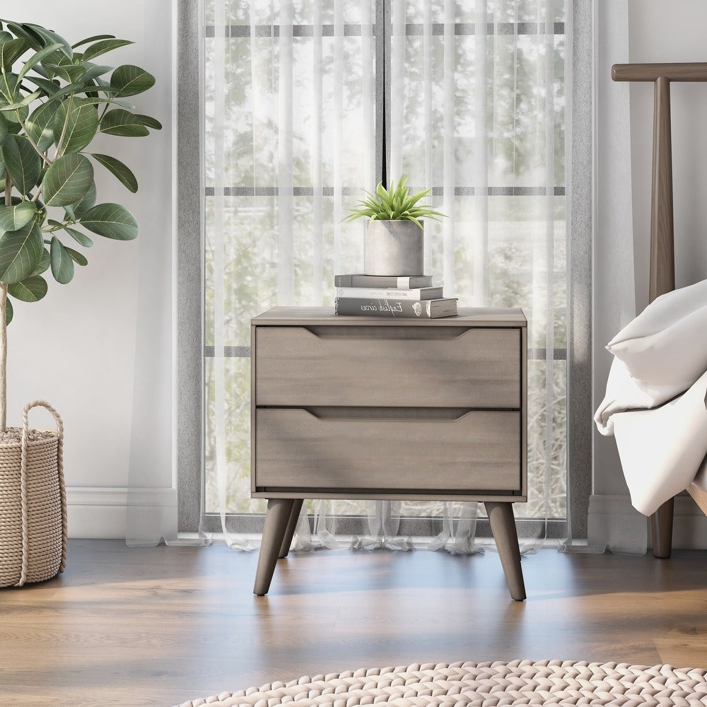 Bodo Mid-century Modern Wood 2-Drawer Nightstand by Carson Carrington