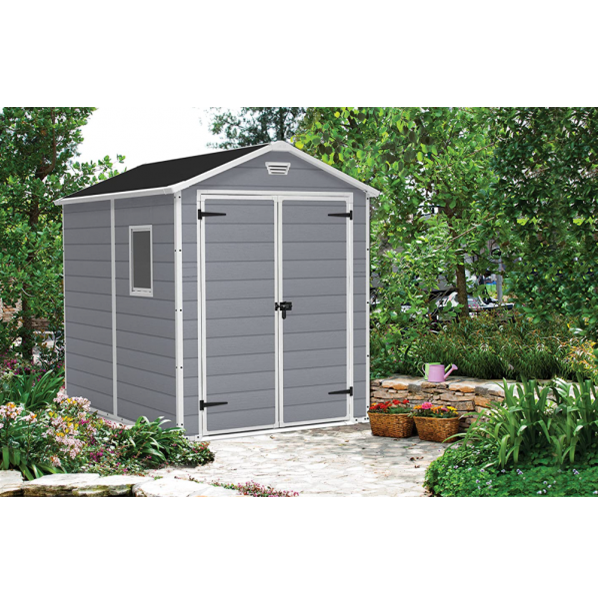 Keter Manor Outdoor Plastic Garden Storage Shed. Grey