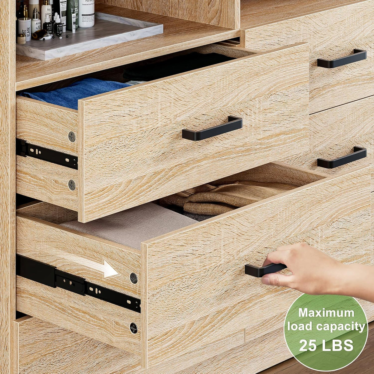 Bigbiglife Wood Dresser for Bedroom. 6 Drawer Double Dresser. Modern Chest of Drawers with Deep Drawers. Large Storage Organizer for Living Room. Closet