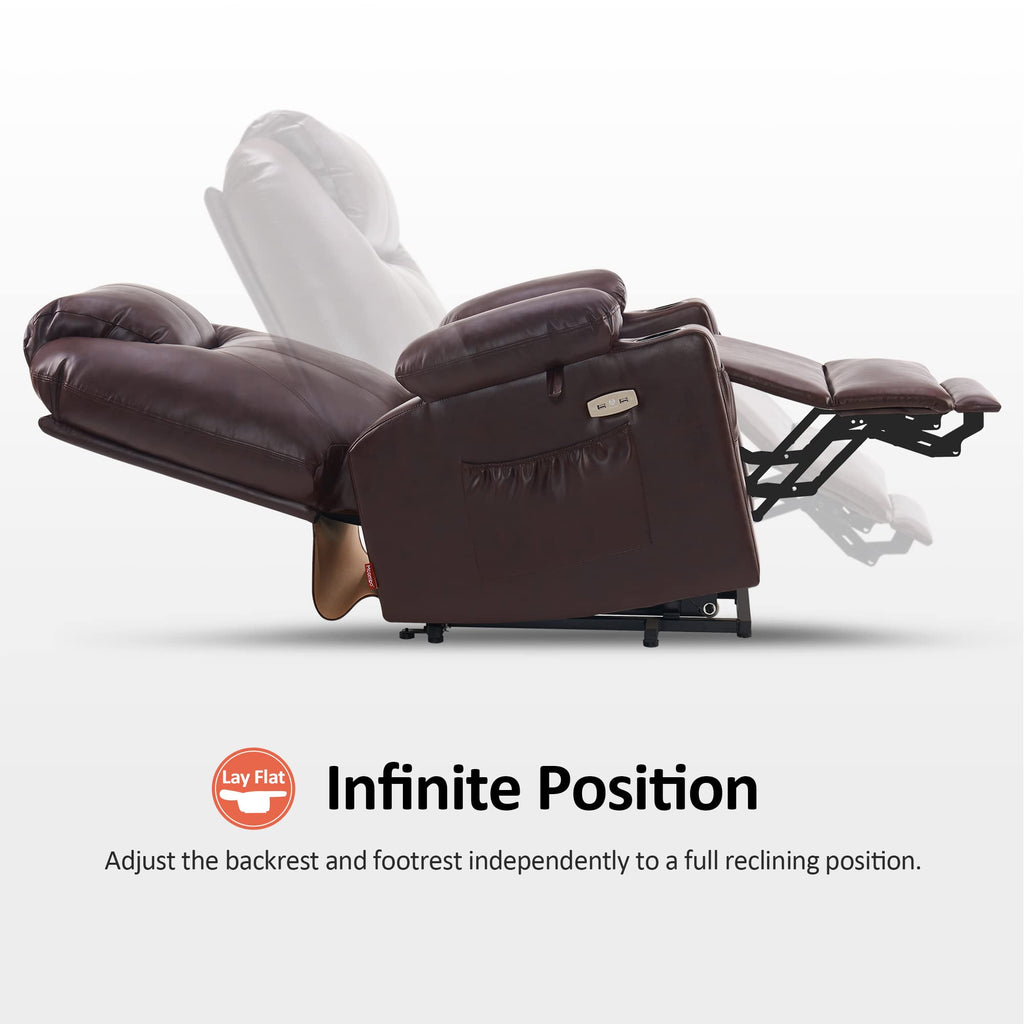 💥Clearance Sale🔥 MCombo Large Lay Flat Dual Motor Power Lift Recliner Chair Sofa with Massage and Heat. USB Ports. Cup Holders. Extended Footrest！