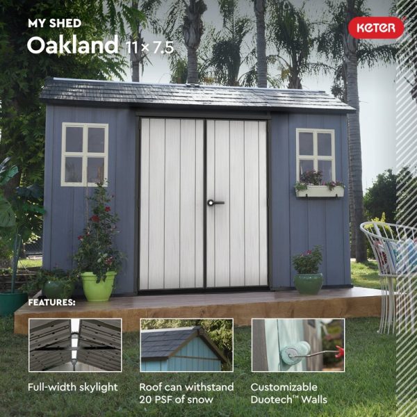 11 ft. W x 7.5 ft. D Plastic Storage Shed