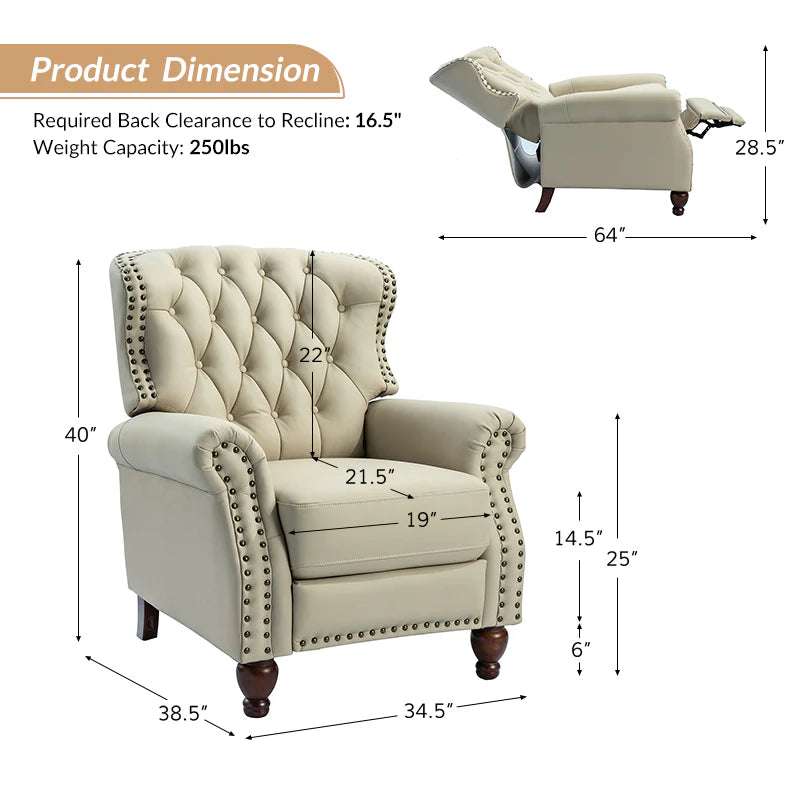 Gabrielle Genuine Leather Oversized Recliner