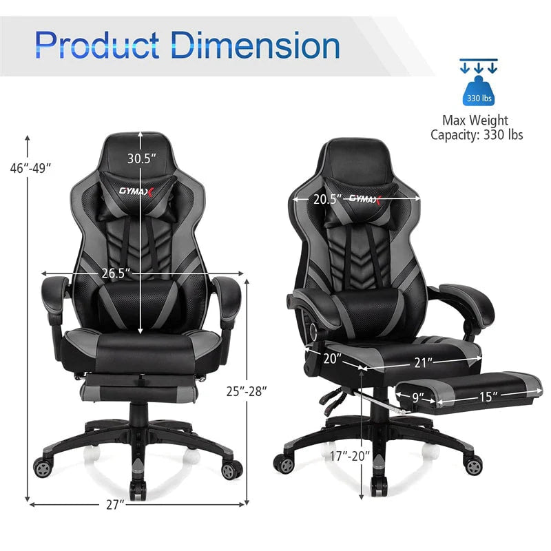 Ergonomic Gaming Chair Recliner with Footrest. Linkage Armrests & Lumbar Support. Big Wide High Back Swivel Video Gaming Office Computer Chair