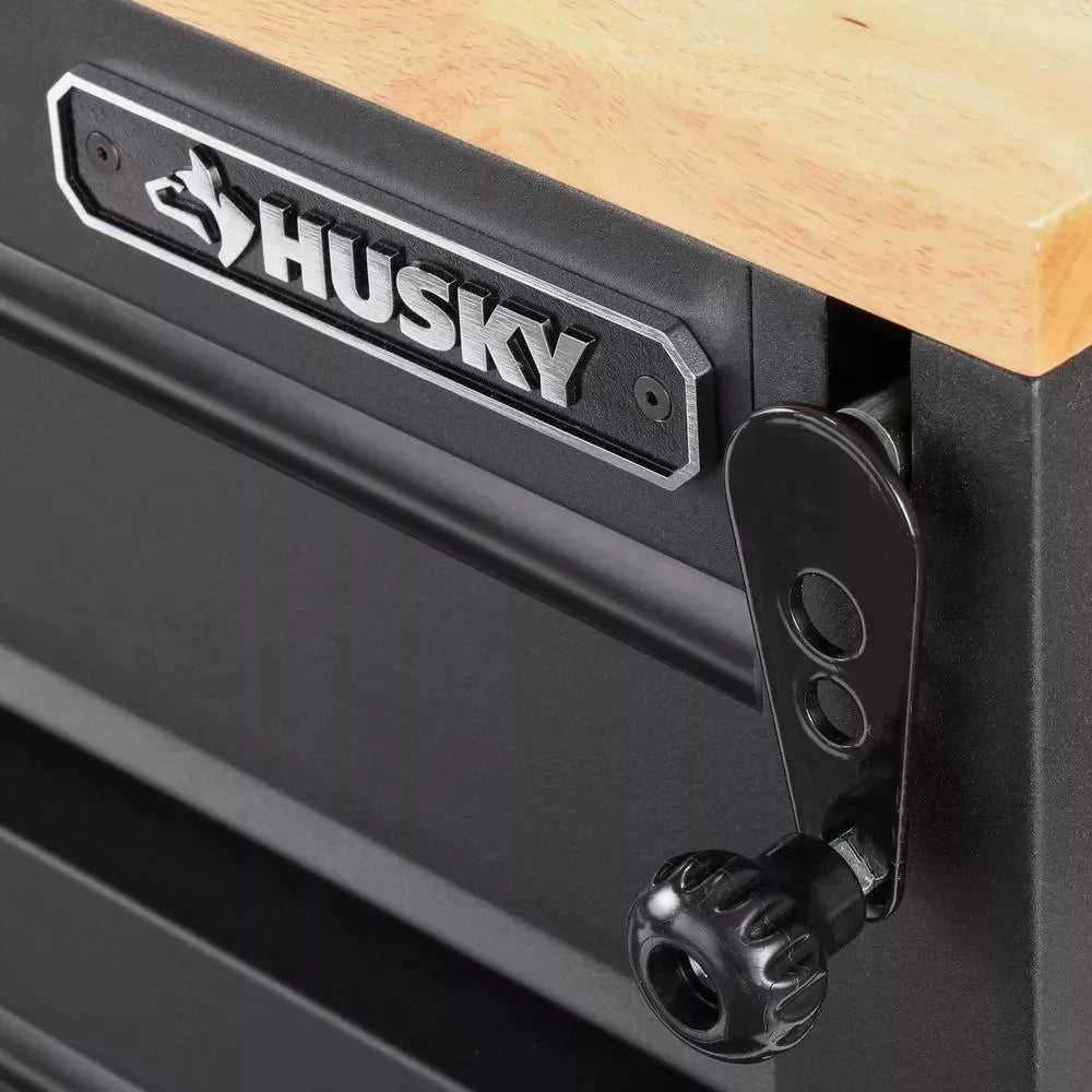 HEAVY-DUTY 72 IN. W 18-DRAWER. DEEP TOOL CHEST MOBILE WORKBENCH IN MATTE BLACK WITH ADJUSTABLE-HEIGHT HARDWOOD TOP