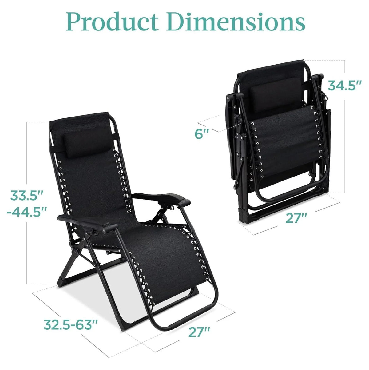 Oversized Chair. Folding Outdoor Patio Recliner. XL Anti Gravity Lounger W/Removable Cushion. Cup Holder. Side Tray. 350 lb Capacity - Taupe