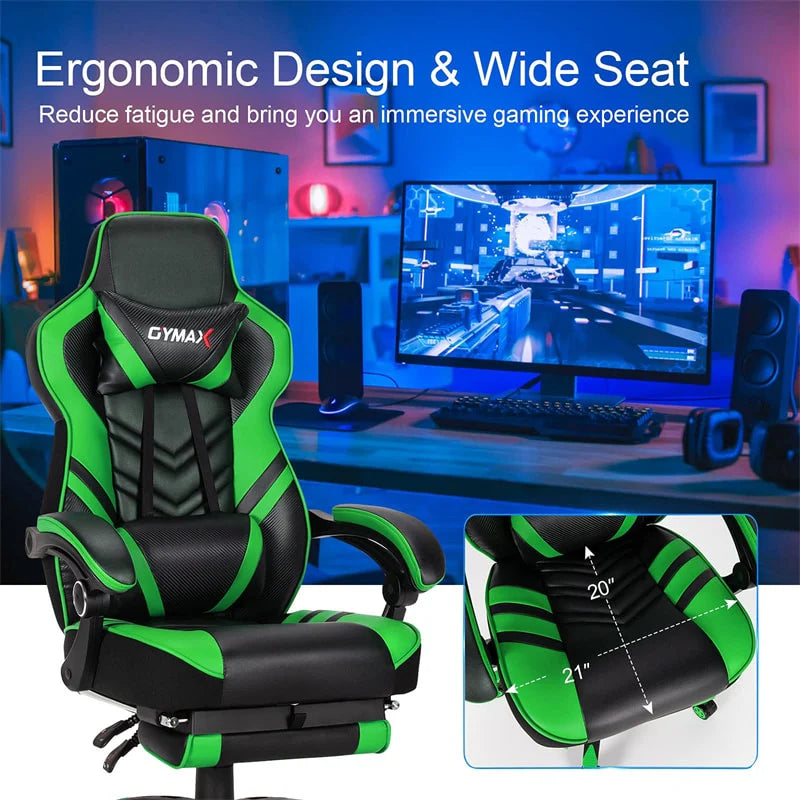 Ergonomic Gaming Chair Recliner with Footrest. Linkage Armrests & Lumbar Support. Big Wide High Back Swivel Video Gaming Office Computer Chair