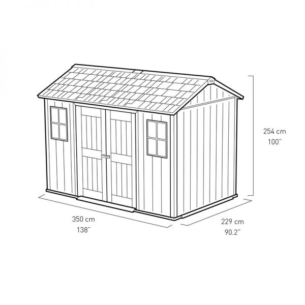 11 ft. W x 7.5 ft. D Plastic Storage Shed